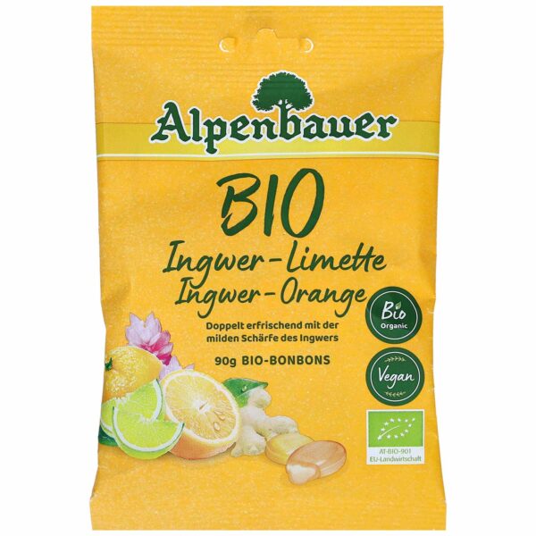 Alpenbauer Bio Ingwer Limette Ingwer Orange Bonbons 90g No1 3531
