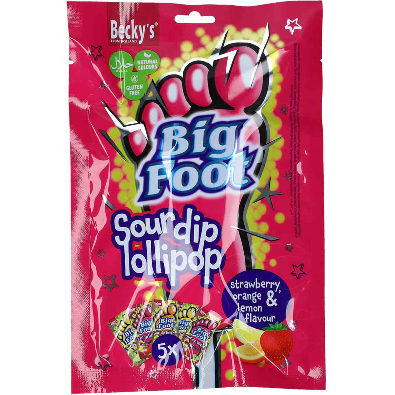 becky-039-s-big-foot-sour-dip-lollipop-5x12g-no1-0534 Becky 039 S Big Foot Sour Dip Lollipop 5x12g No1 0534