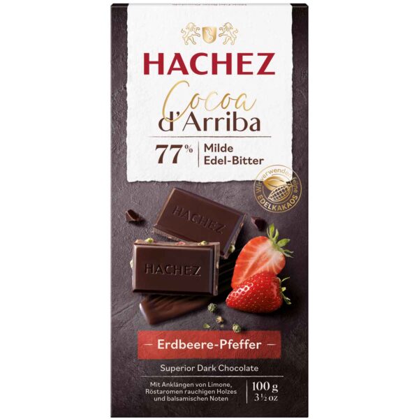 Hachez Cocoa D 039 Arriba 77 Kakao Erdbeere Pfeffer 100g No1 5449