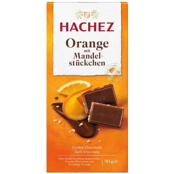 Hachez Orange Mit Mandelstueckchen 90g No1 4928