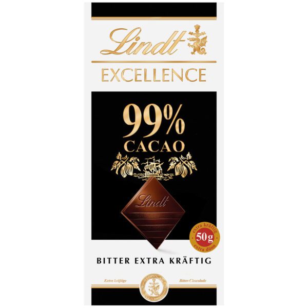 Lindt Excellence 99 Cacao Edelbitter Extra Kraeftig Tafel 50g No1 0448 1