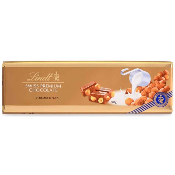 Lindt Swiss Premium Chocolate Vollmilch Nuss Tafel 300g No1 3458
