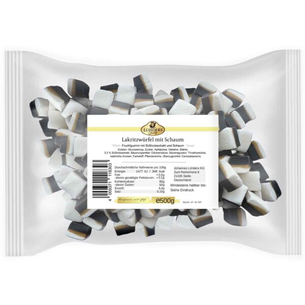 Luehders Lakritz Wuerfel Mit Schaum 500g No1 3238
