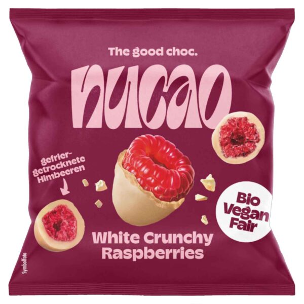 Nucao Schokofruechte White Crunchy Raspberries Bio 50g No1 0706