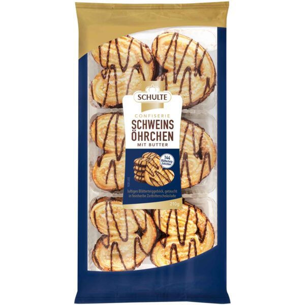 Schulte Confiserie Schweinsoehrchen Zartbitter 210g No1 3950