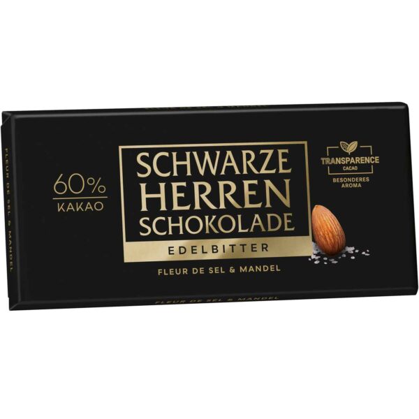 Schwarze Herren Schokolade Edelbitter Fleur De Sel Amp Mandel 100g No1 3240