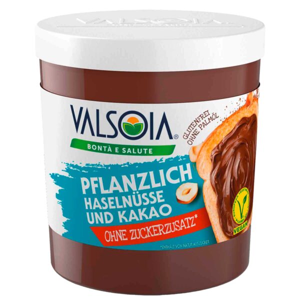 Valsoia Pflanzlich Haselnuesse Und Kakao Ohne Zuckerzusatz 200g No1 0425