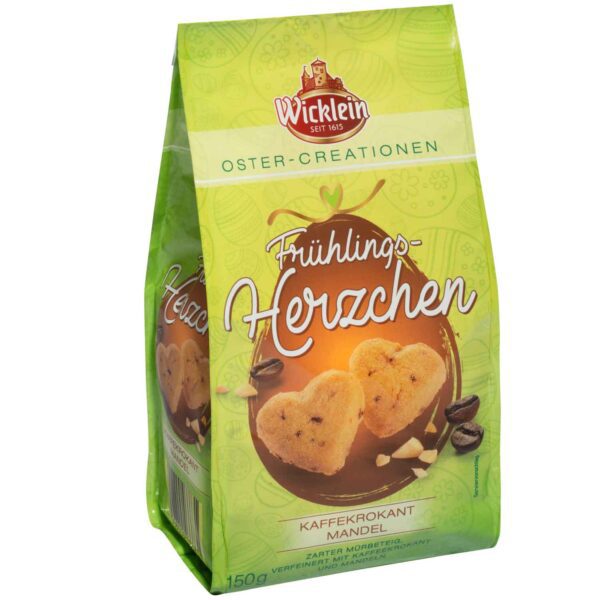 Wicklein Fruehlingsherzchen Kaffeekrokant Mandel 150g No1 2311