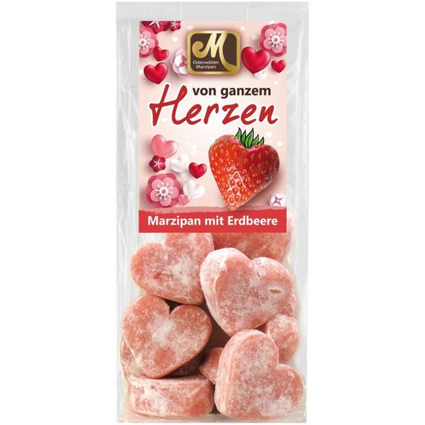 Odenwaelder Edelmarzipan Erdbeer Joghurt Herzen 100g No1 5504
