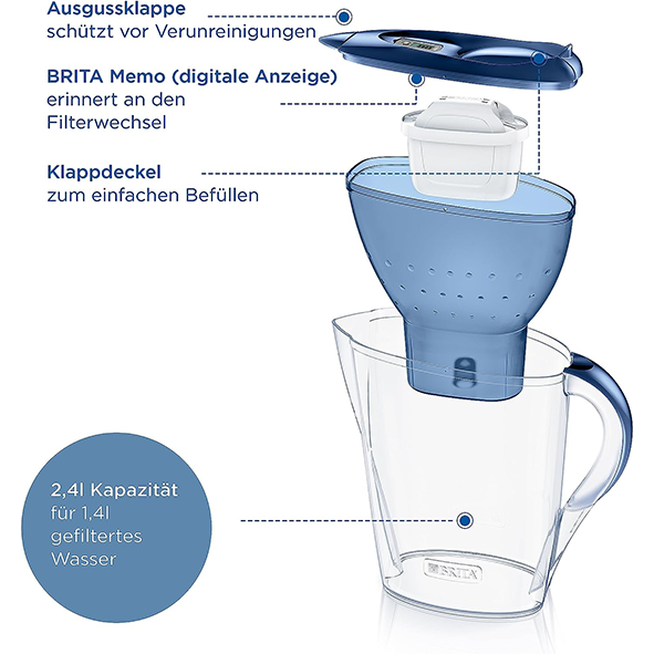 Brita Wasserfilter Kanne Marella Blau Inkl Maxtra Pro Filterkartusche 1045673480 1