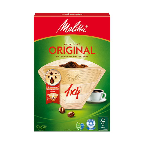 Melitta Filtertueten 1x4 Naturbraun Aroma 40 Stueck 1045051185