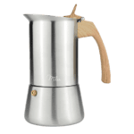 Milu Edelstahl Espressokocher Set Holzoptik Griff 300ml 6 Tassen 1045052725