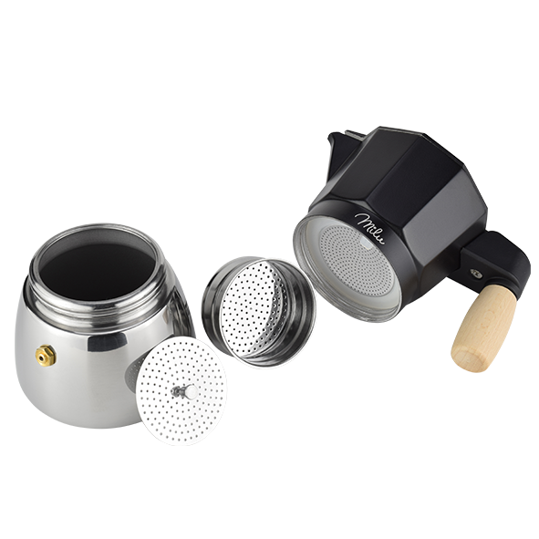 Milu Induktion Espressokocher Set Schwarz Mit Echtholz 150ml 3 Tassen 1045052703 1