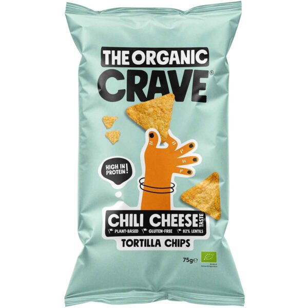 The Organic Crave Protein Tortilla Chips Cheese 75g No1 1723